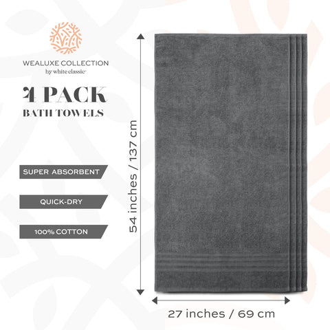 White Classic folded stack of four grey towels showing coordinated set convenience