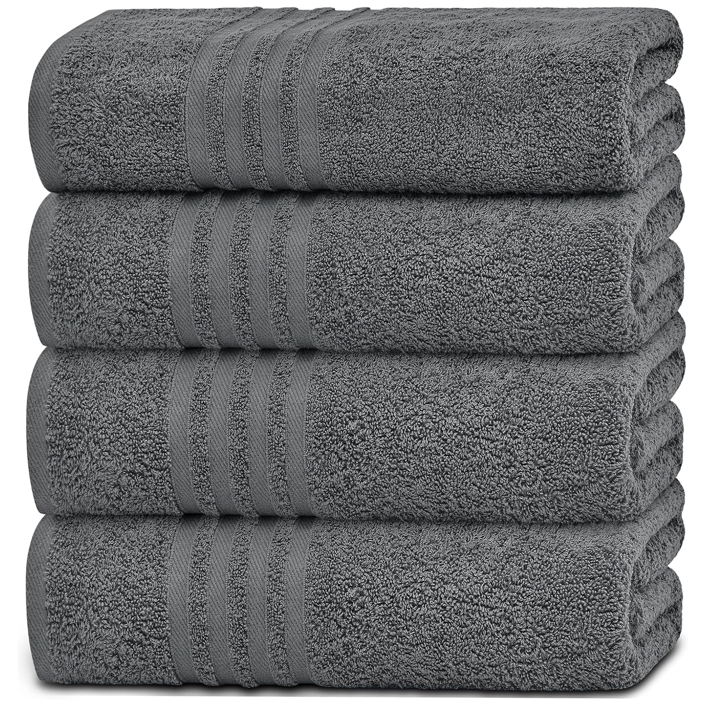 White Classic front view of Wealuxe grey towel set showing neat packaging and appeal