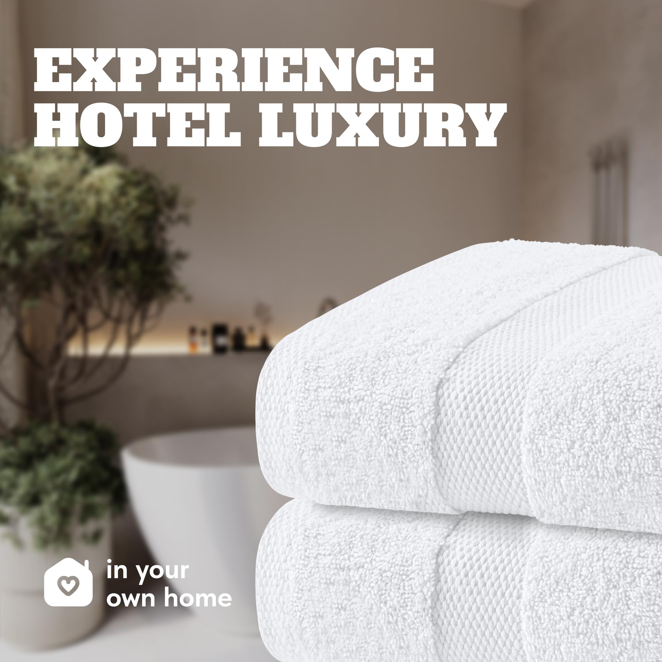 White Classic towels styled in bathroom conveying clean aesthetic