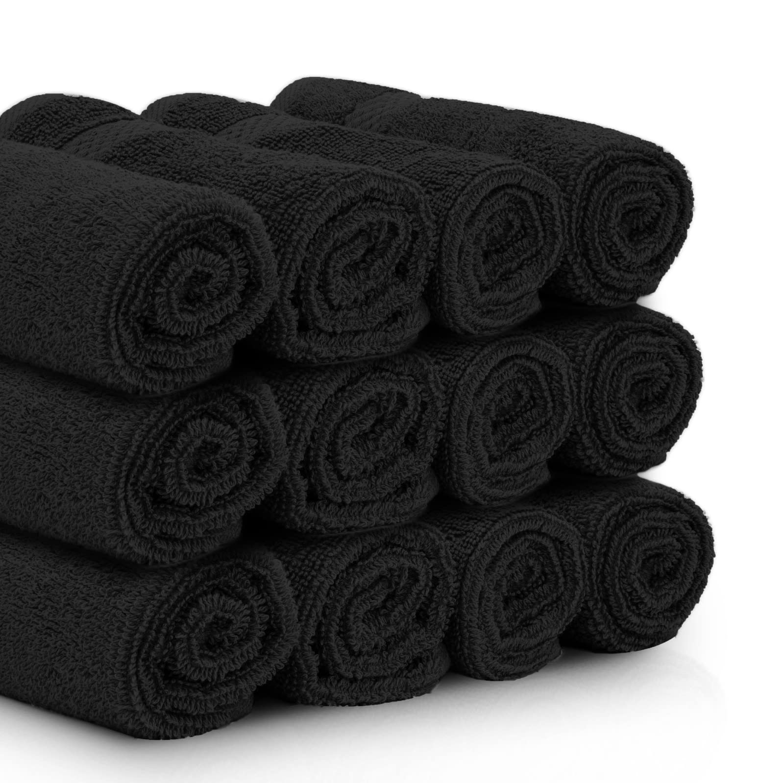 White Classic black towel styled in modern bathroom adding sophisticated decor