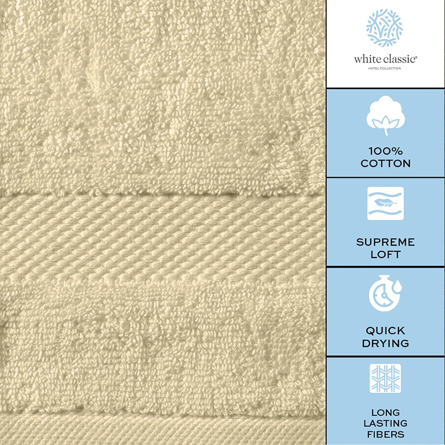 White Classic fabric care label and tag detail showing material authenticity