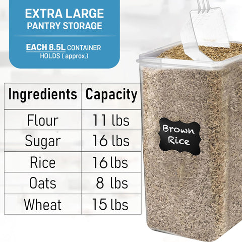 WHITE FEATHER SUPPLIES container filled with flour demonstrating large bulk capacity