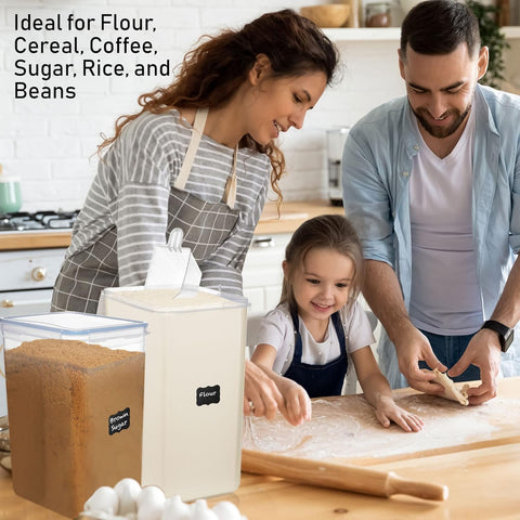 WHITE FEATHER SUPPLIES stacked containers in pantry saving shelf space and organization