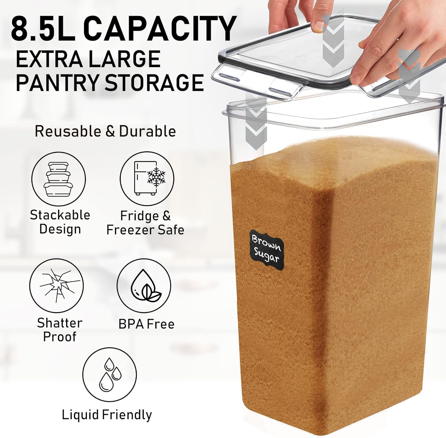 WHITE FEATHER SUPPLIES two containers stacked in pantry to save shelf space benefit
