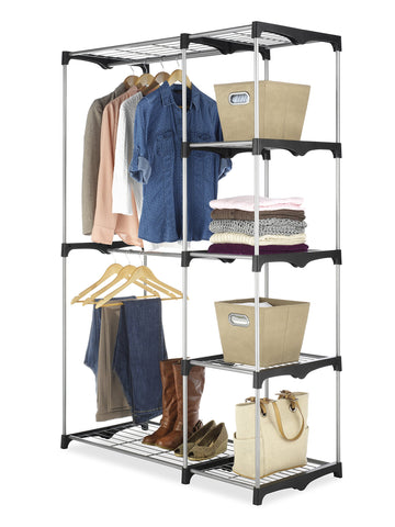 Whitmor front view of freestanding closet showing organization benefit