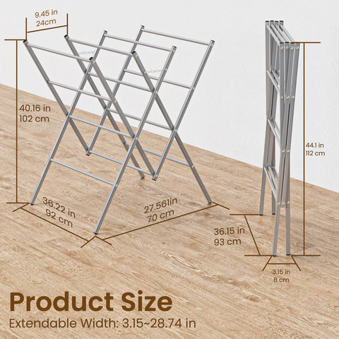Whitmor rack next to chair showing scale and space-saving benefit