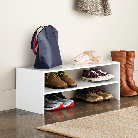Whitmor organizer in entryway lifestyle scene showing neat, accessible storage benefit