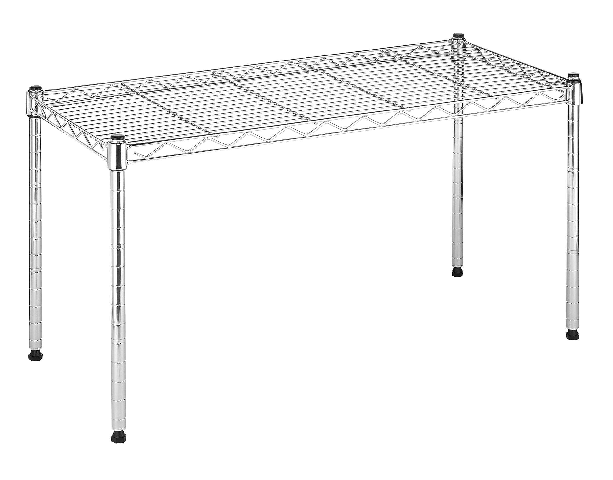 Whitmor chrome wire shelf front view showing durable storage