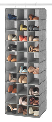 Whitmor front view hanging organizer showing neat shoe storage and space-saving benefit