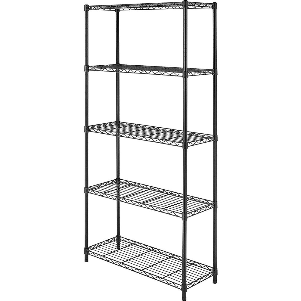 Whitmor front view assembled shelving shows sturdy storage and easy access