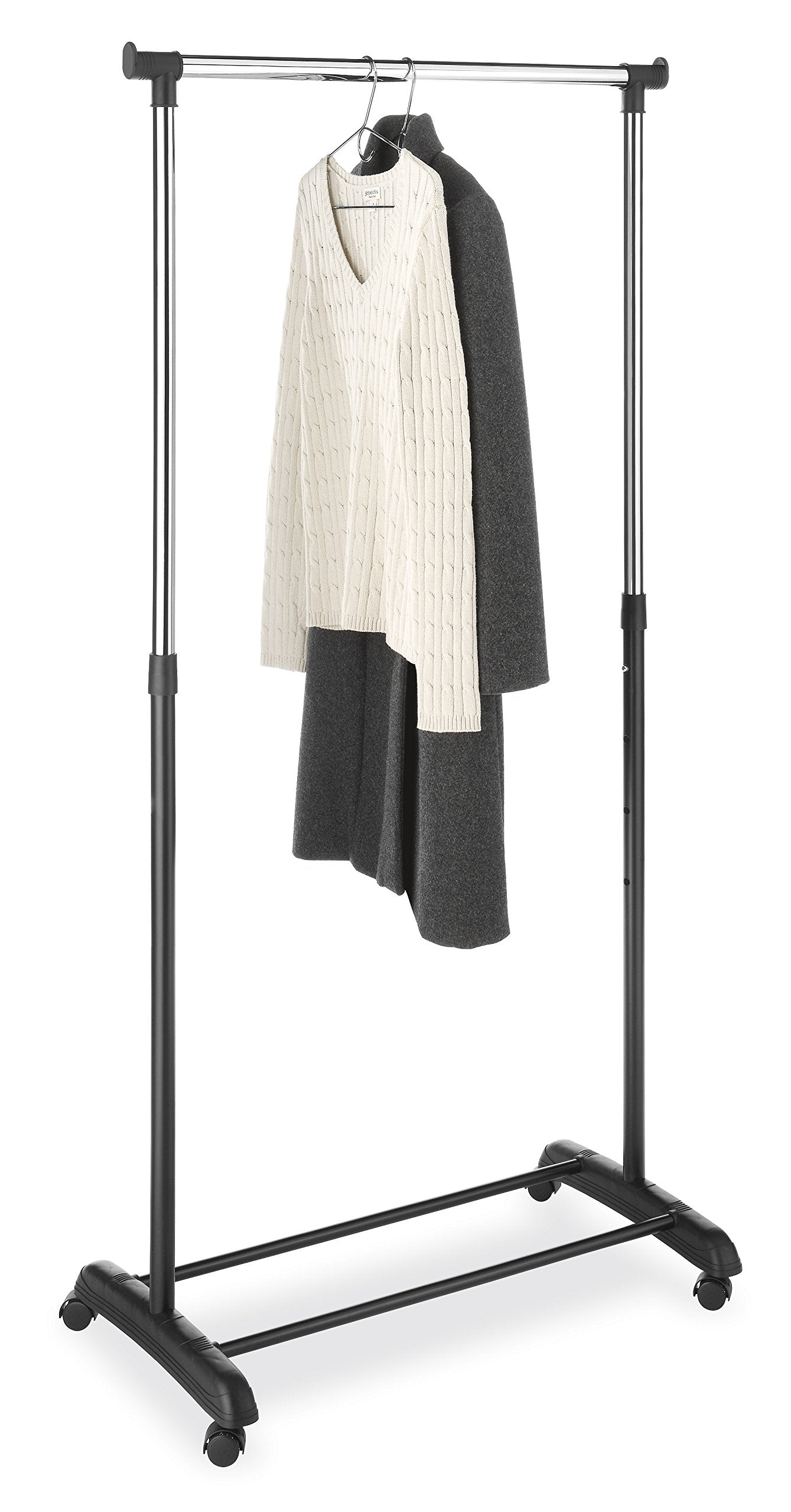 Whitmor front view of rack showing compact storage benefit