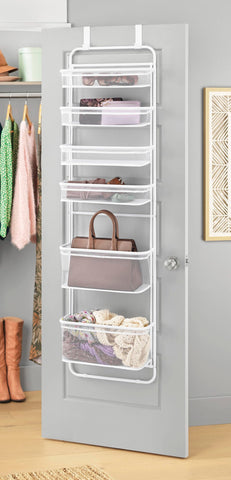 Whitmor front view of six-tier hanging organizer shows accessible storage