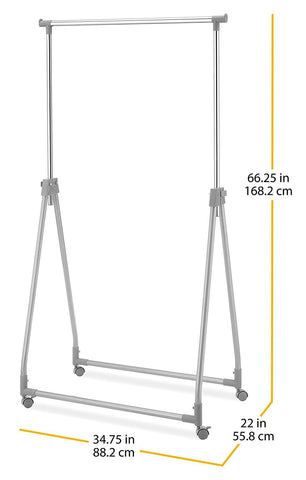 Whitmor garment rack wheel and lock close-up for stable mobility and secure positioning benefit