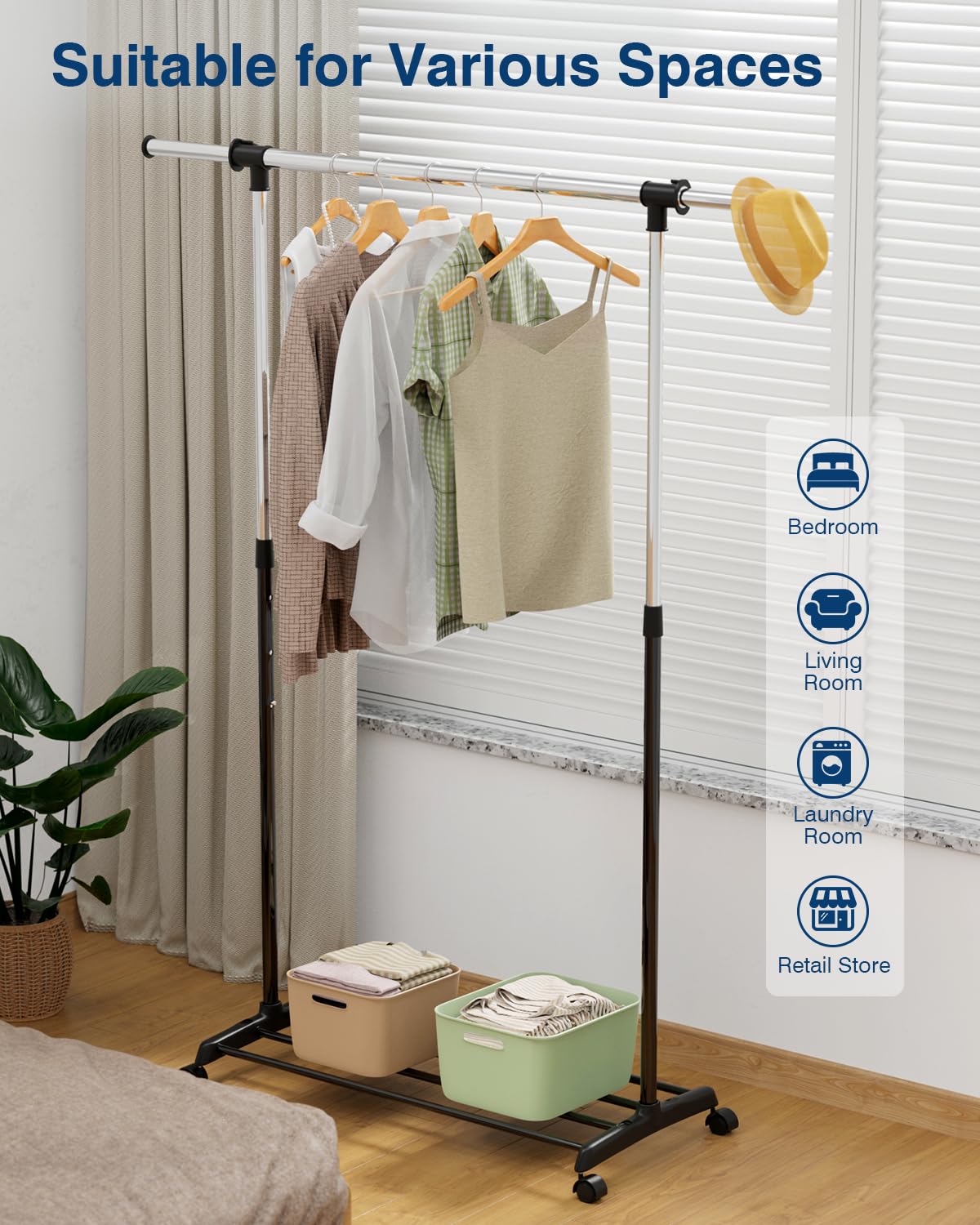 Whitmor in laundry room scene showing versatile use for drying and staging clothes