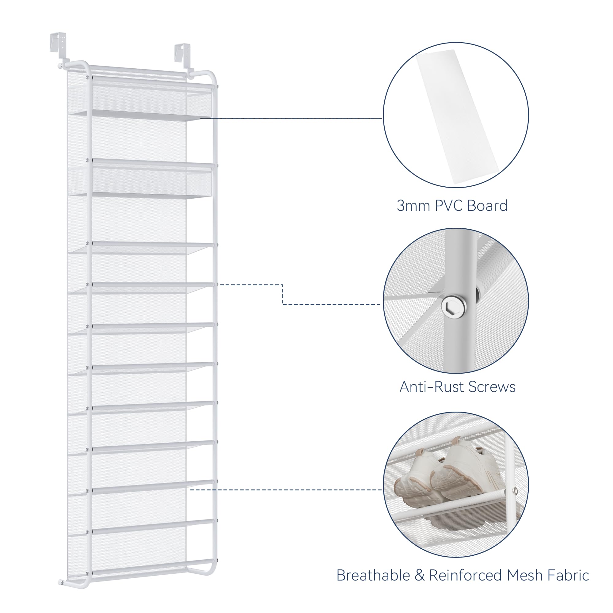 Whitmor mounted over a bedroom door proving easy no-drill installation