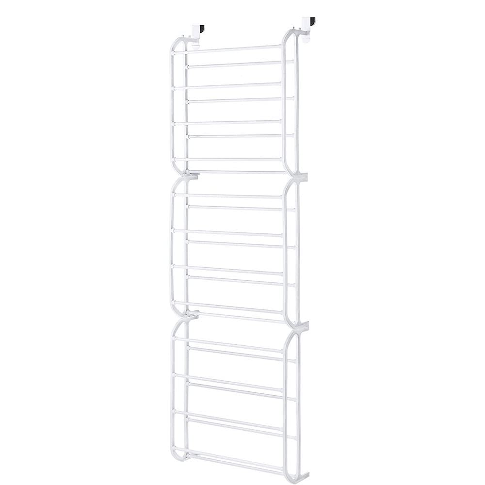 Whitmor front view of shoe rack showing organized rows and space savings