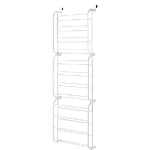 Whitmor front view of shoe rack showing organized rows and space savings
