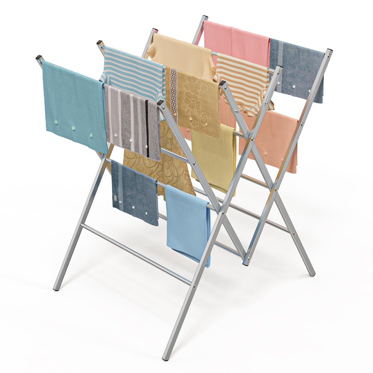 Whitmor oversized drying rack front view showing full hanging capacity
