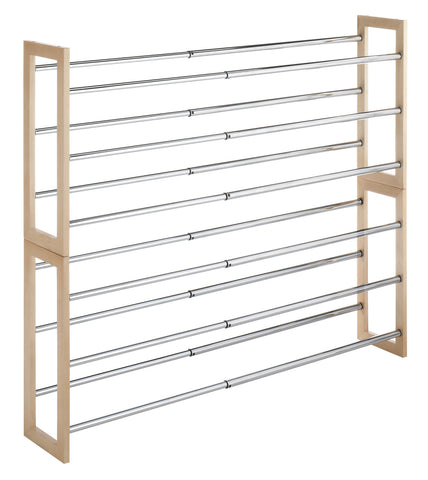 Whitmor expanded width demonstration holding many pairs, maximizes storage benefit