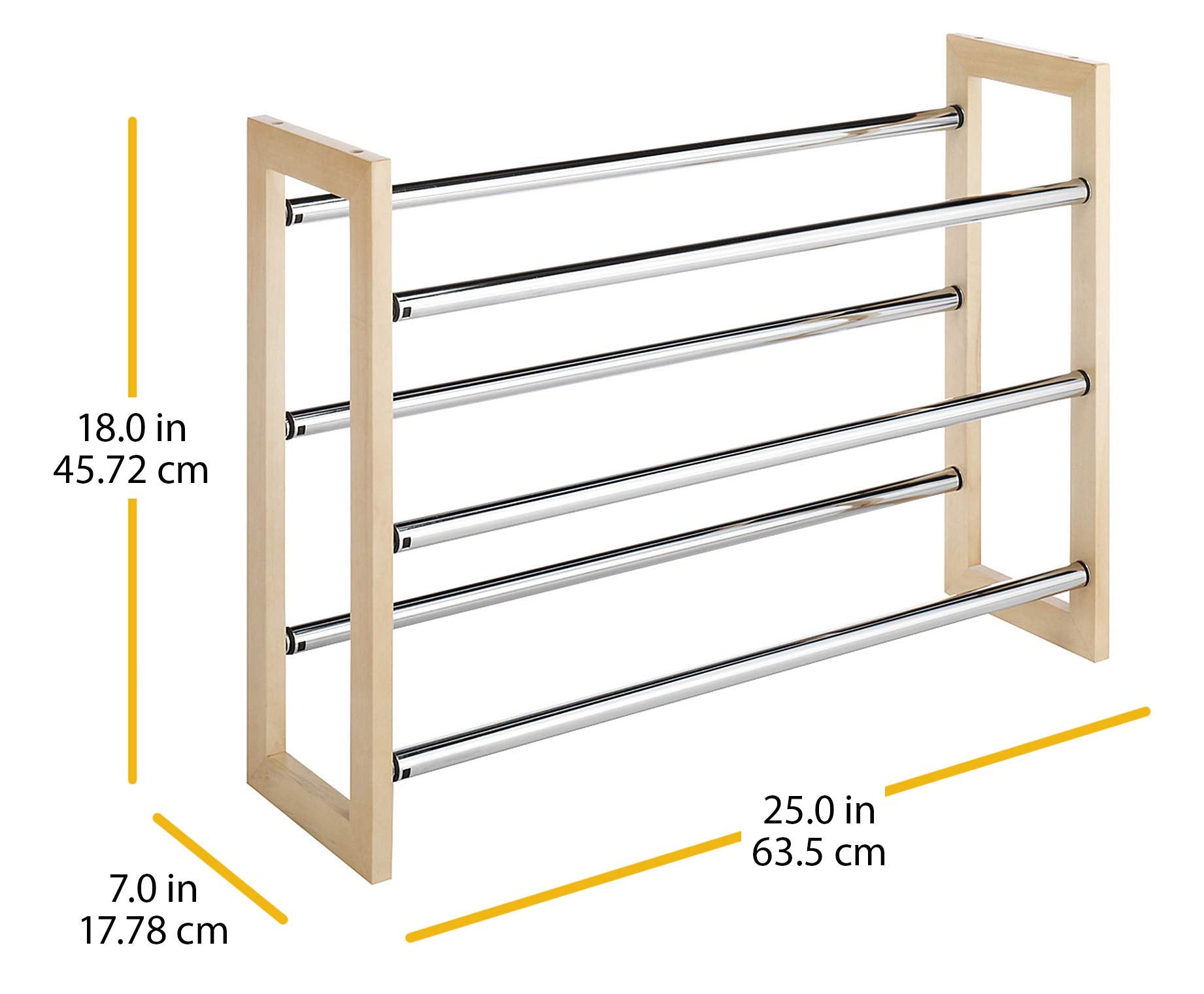 Whitmor in a bedroom lifestyle scene showing tidy shoes, improves entryway look benefit