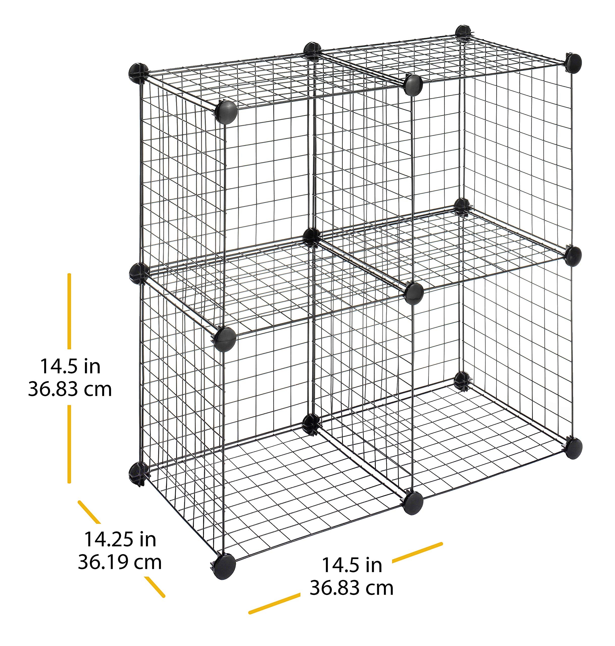 Whitmor cubes beside shoes for scale illustrating compact footprint benefit