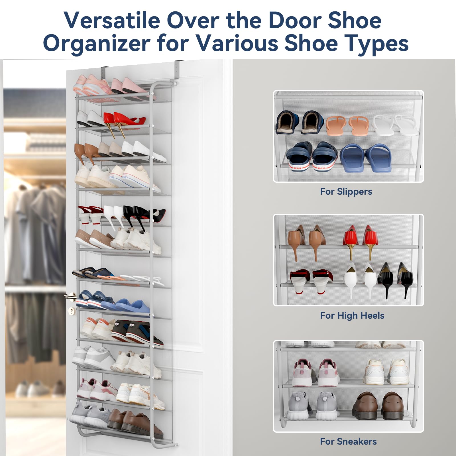 Whitmor shoes on display showing capacity helps quick selection of pairs