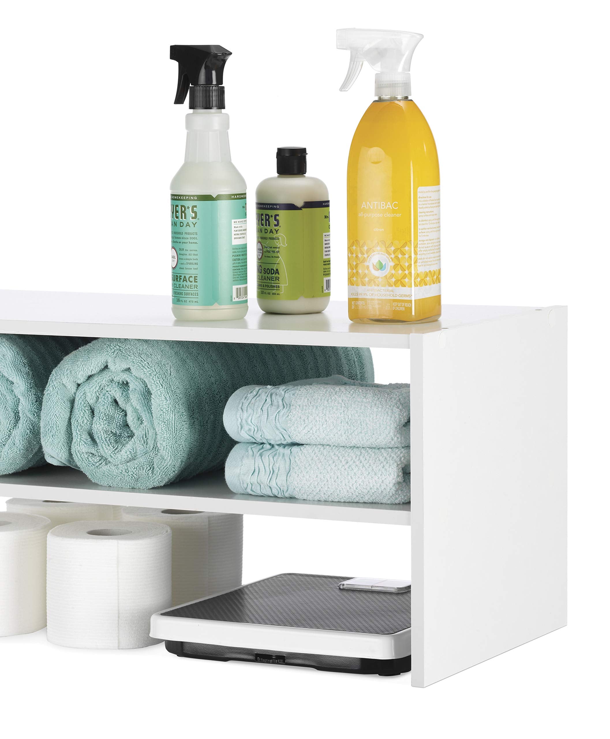 Whitmor stacked units demonstrating expandable storage benefit