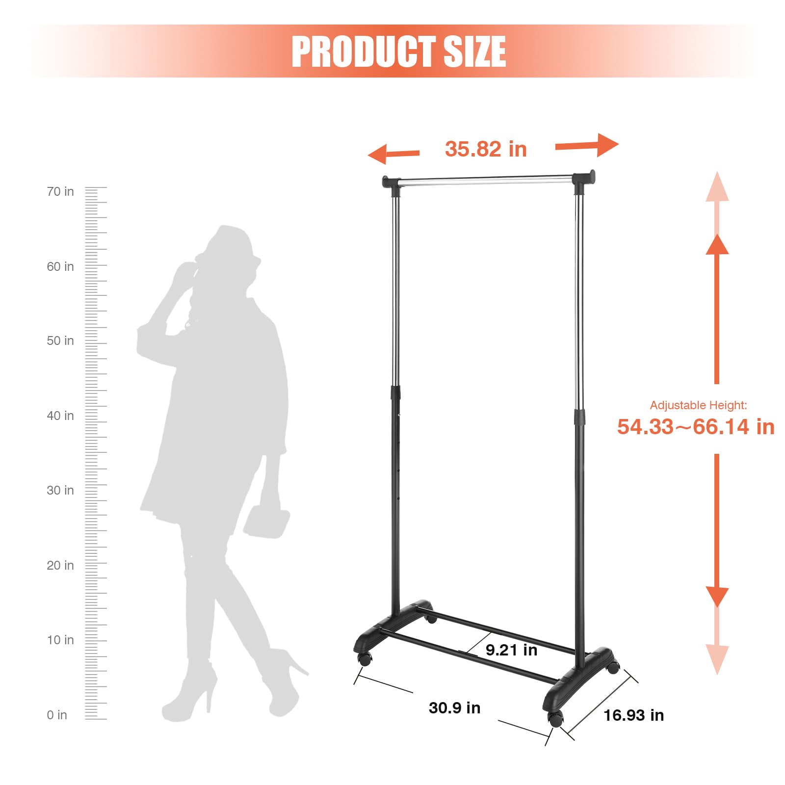 Whitmor top bar loaded with shirts demonstrating hanging capacity
