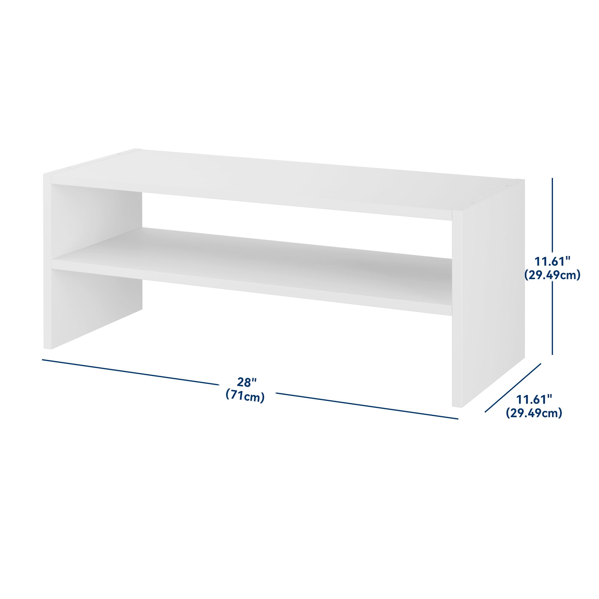 Whitmor top shelf wood-combination detail highlighting durable surface benefit