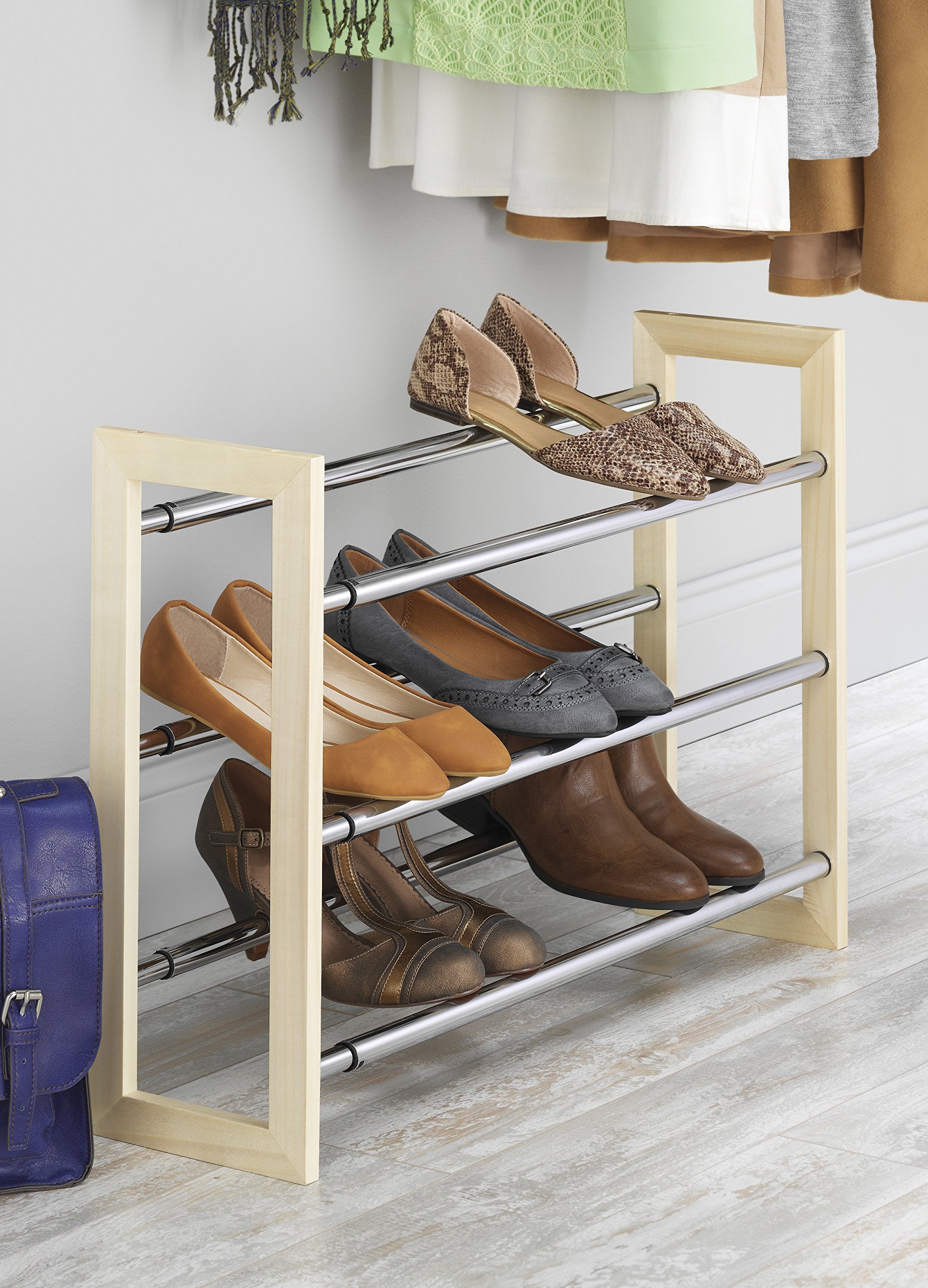 Whitmor wood frame close-up highlighting grain and finish, adds decor benefit