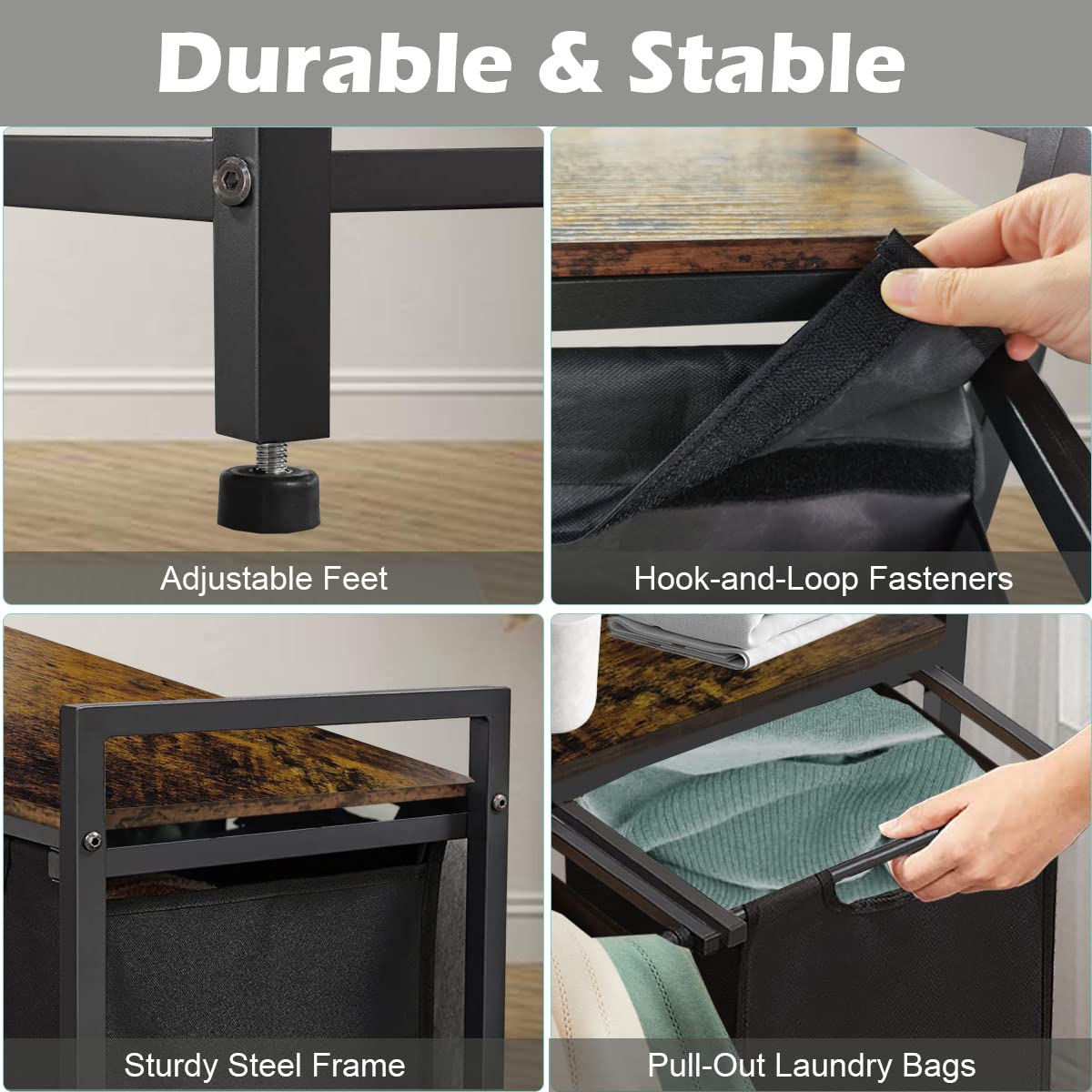Whoonba metal frame and adjustable footpad close-up for stability benefit