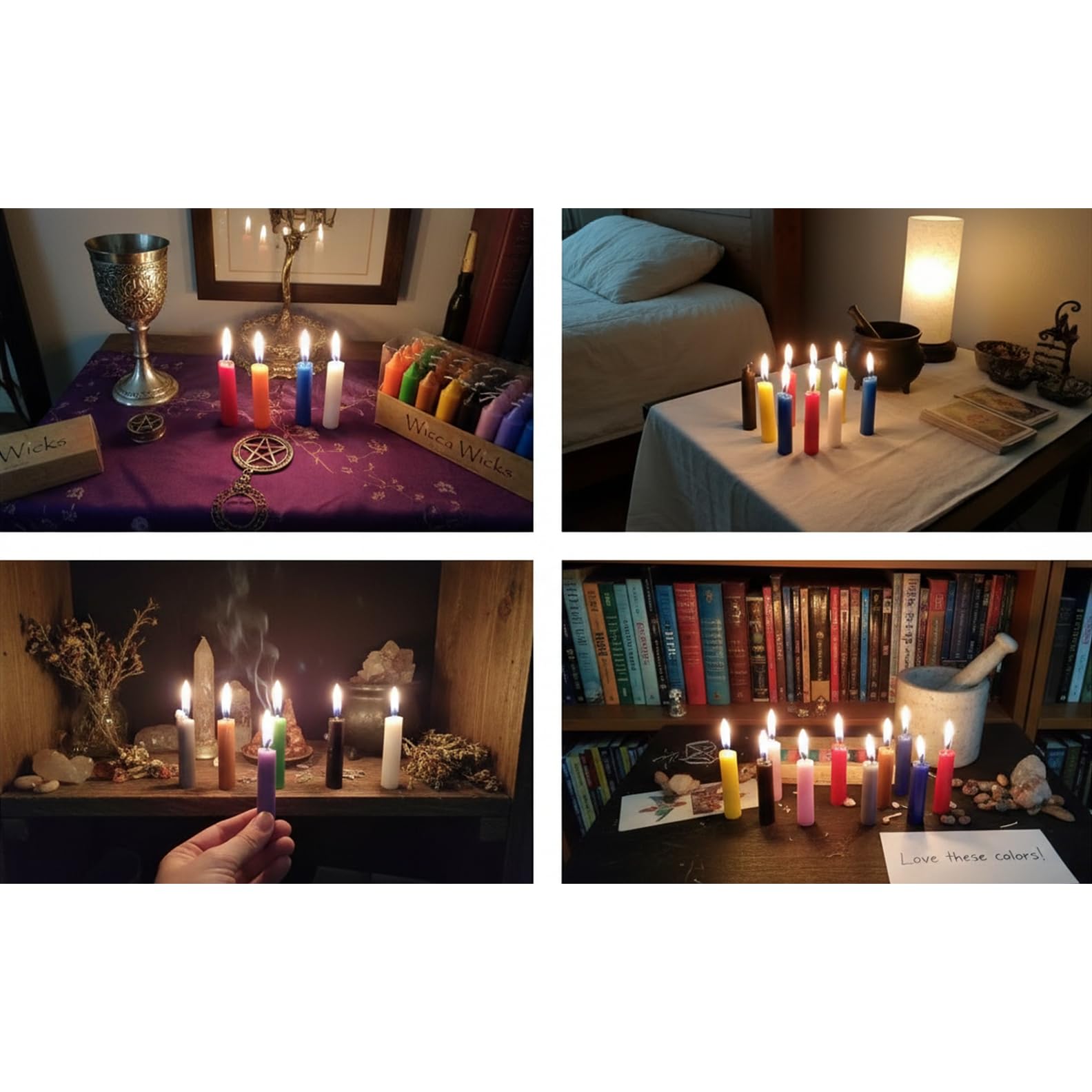 WICCA WICKS dressed with herbs and oil showing personalization for spells and craft benefit