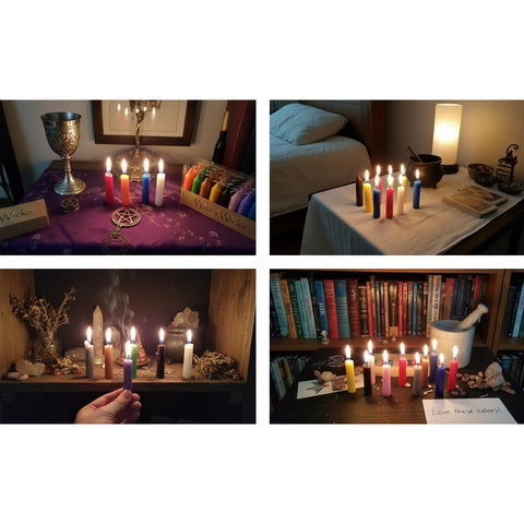 WICCA WICKS dressed with herbs and oil showing personalization for spells and craft benefit