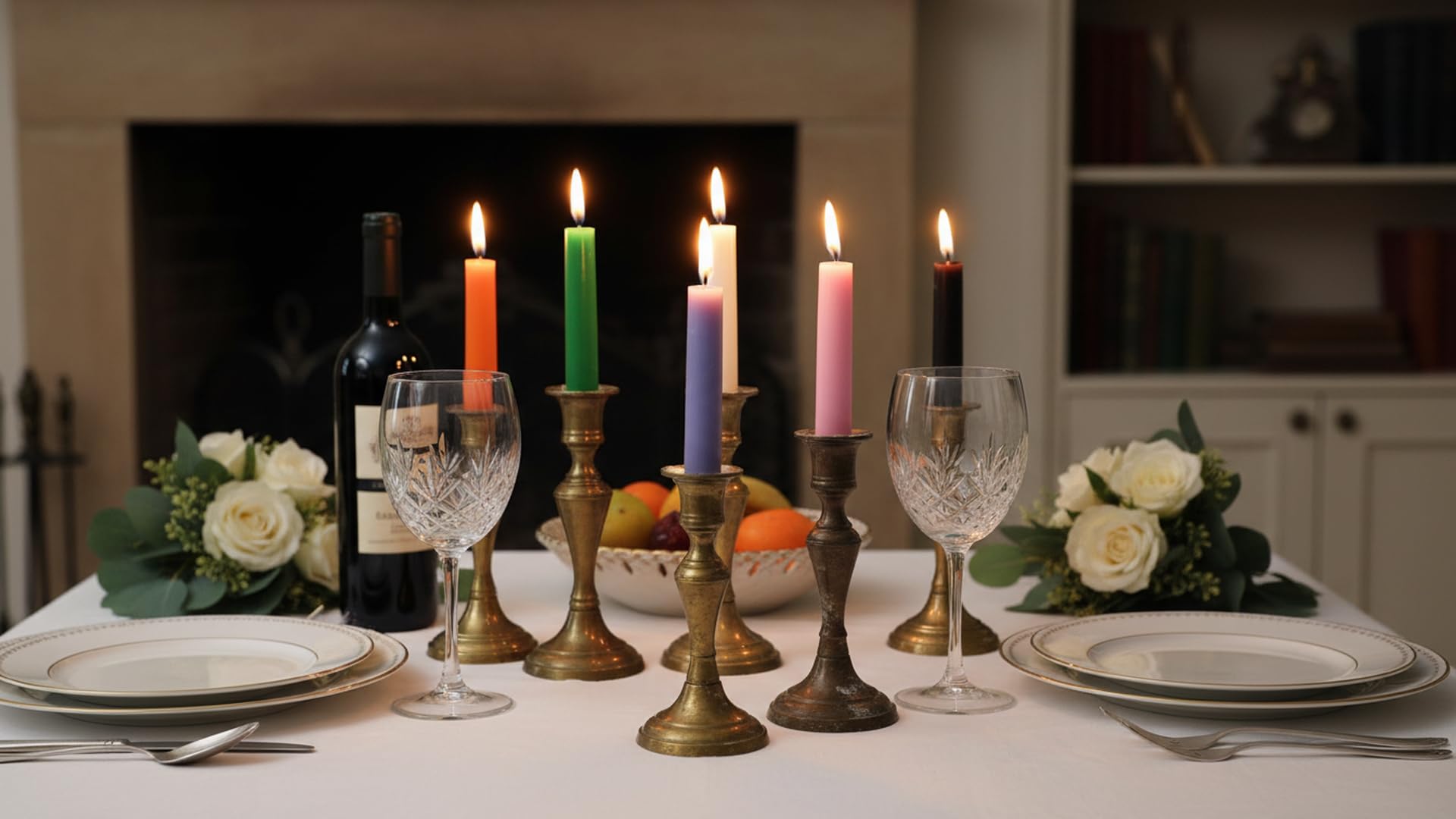 WICCA WICKS in a table holder on dinner table showing decorative use and mood lighting benefit