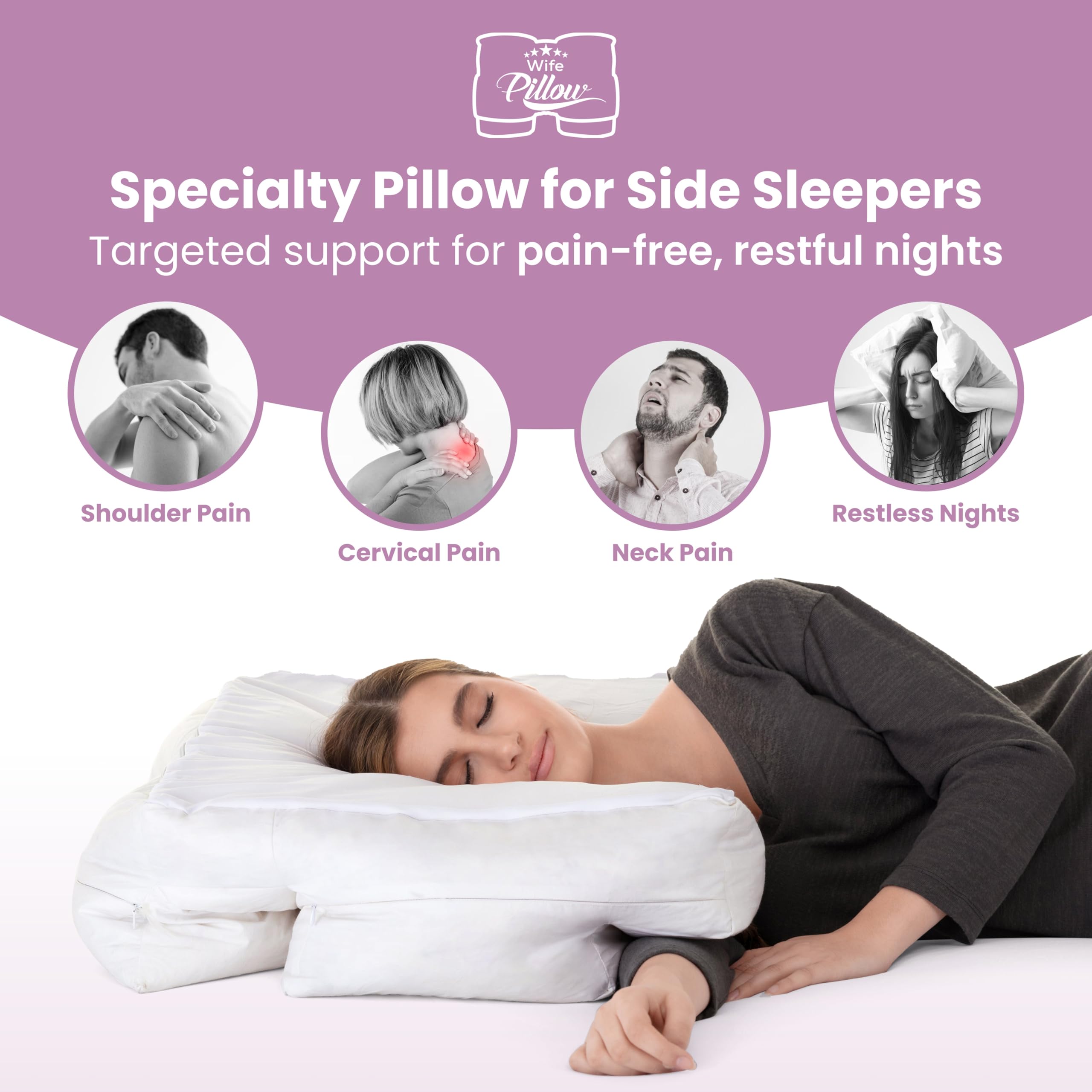 zippered fill pocket of Wife Pillow for easy adjustability and fit