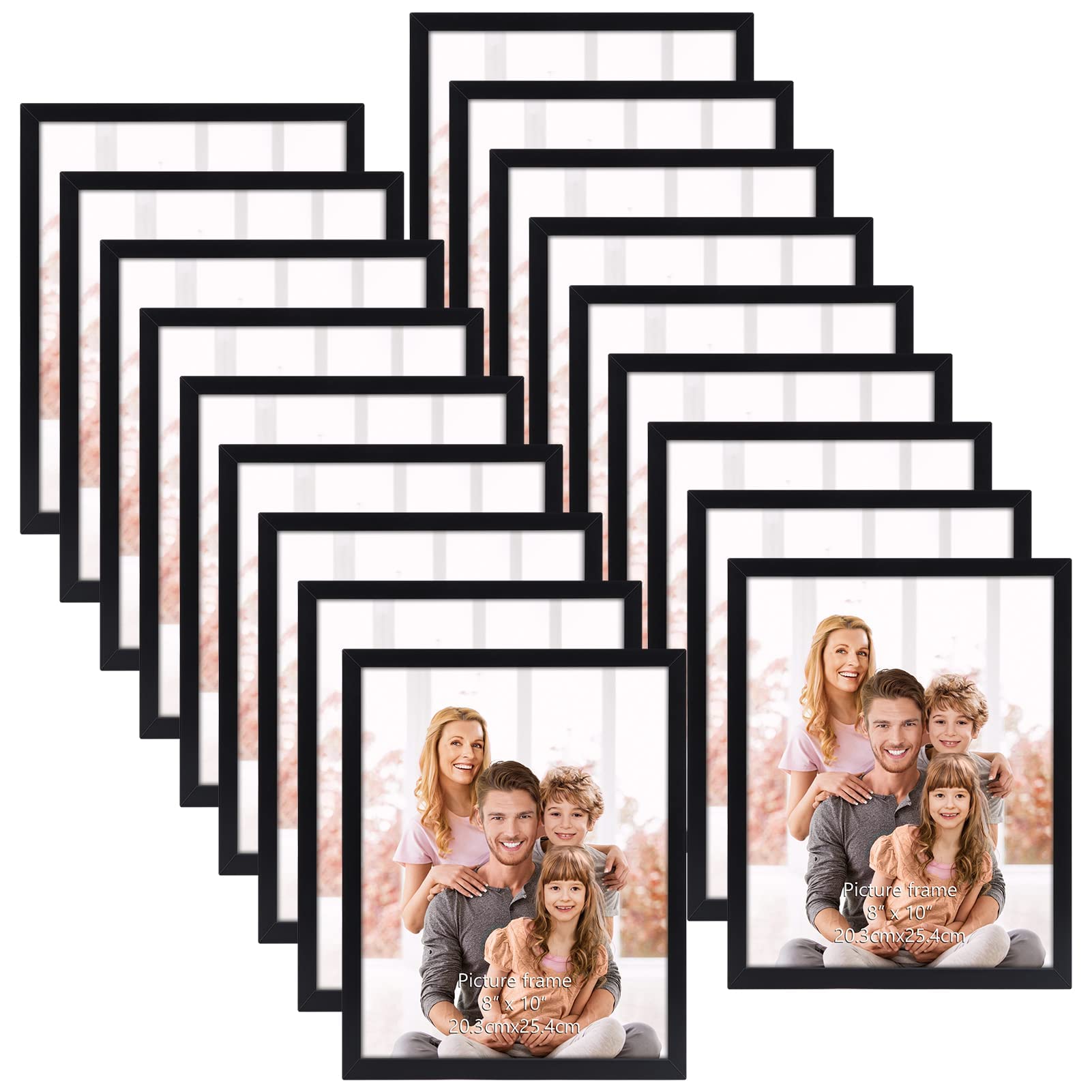 WIFTREY front view of 18-pack black 8x10 frames showing uniform set and value