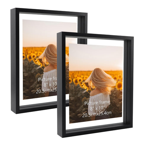 WIFTREY front view of two black floating frames showing clean display benefit