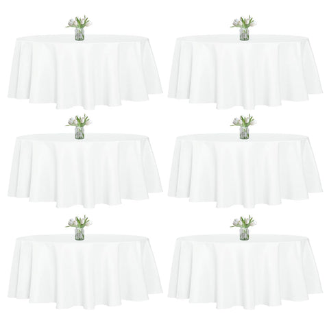 WIGENIUS front pack view showing six white 90-inch tablecloths for events and savings