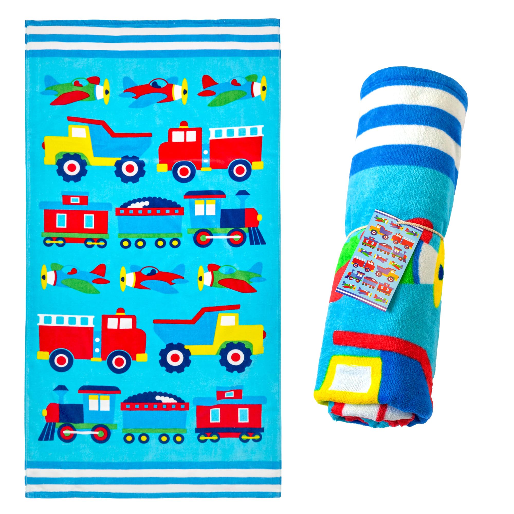 Wildkin front print showing trains planes trucks vibrant design and fun