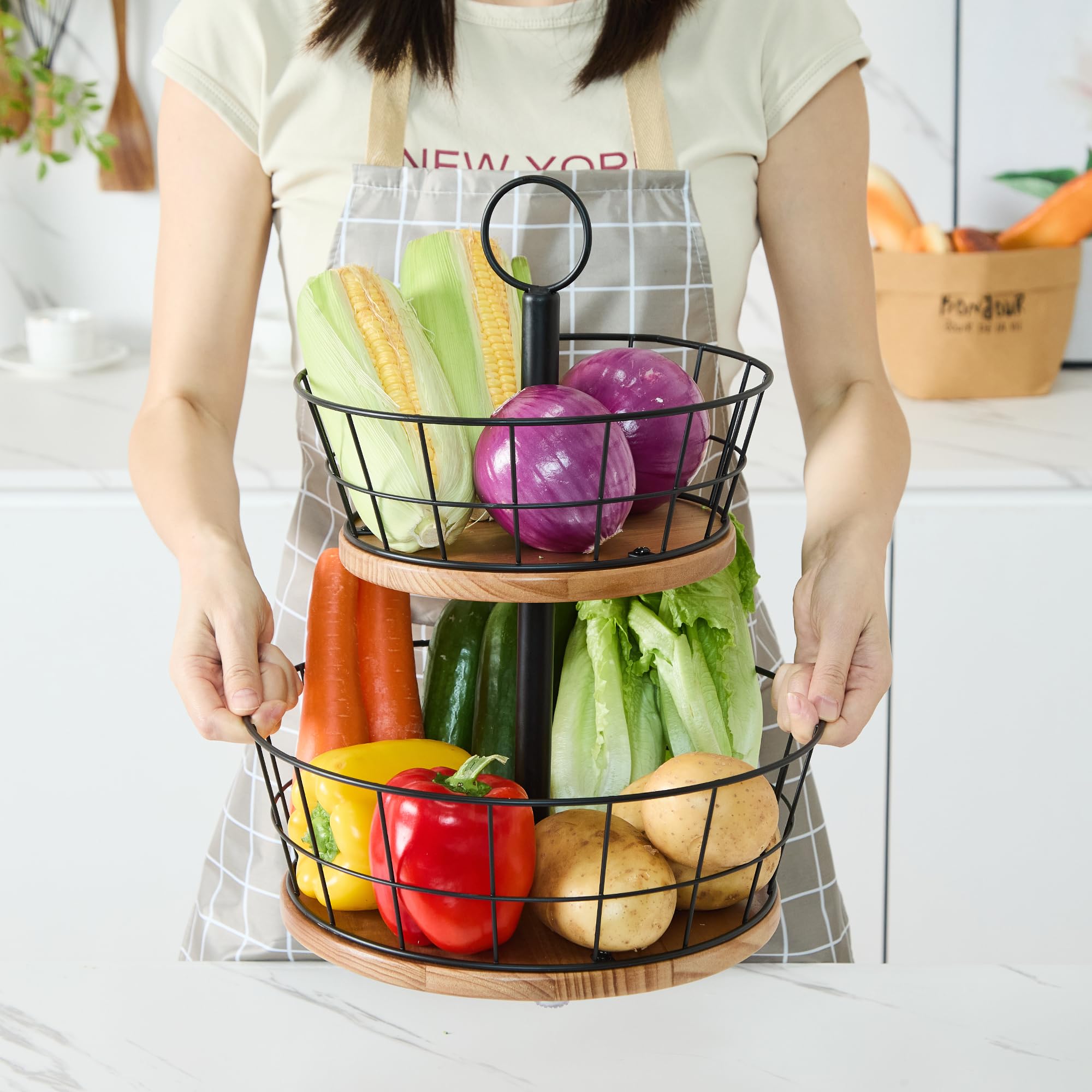 WILDMOS basket filled with mixed fruit and vegetables demonstrating organization