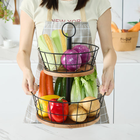 WILDMOS basket filled with mixed fruit and vegetables demonstrating organization