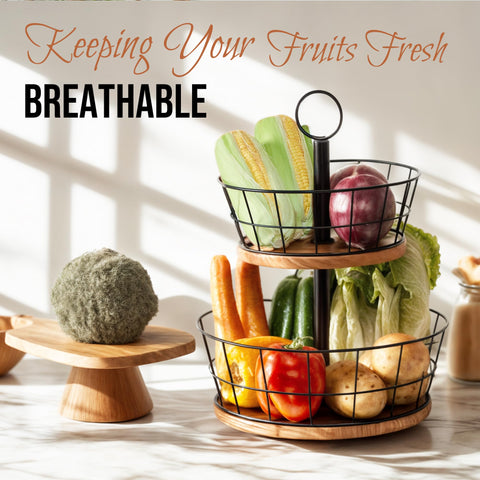 WILDMOS fruit bowl on kitchen counter illustrating space-saving vertical storage