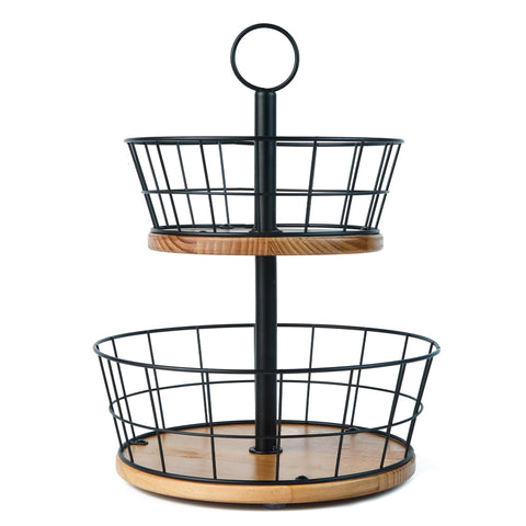 WILDMOS front view showing two-tier fruit bowl and tidy countertop storage benefit