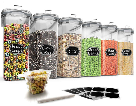 Wildone front view of 6-piece set showing clear containers and gray lids for organized storage