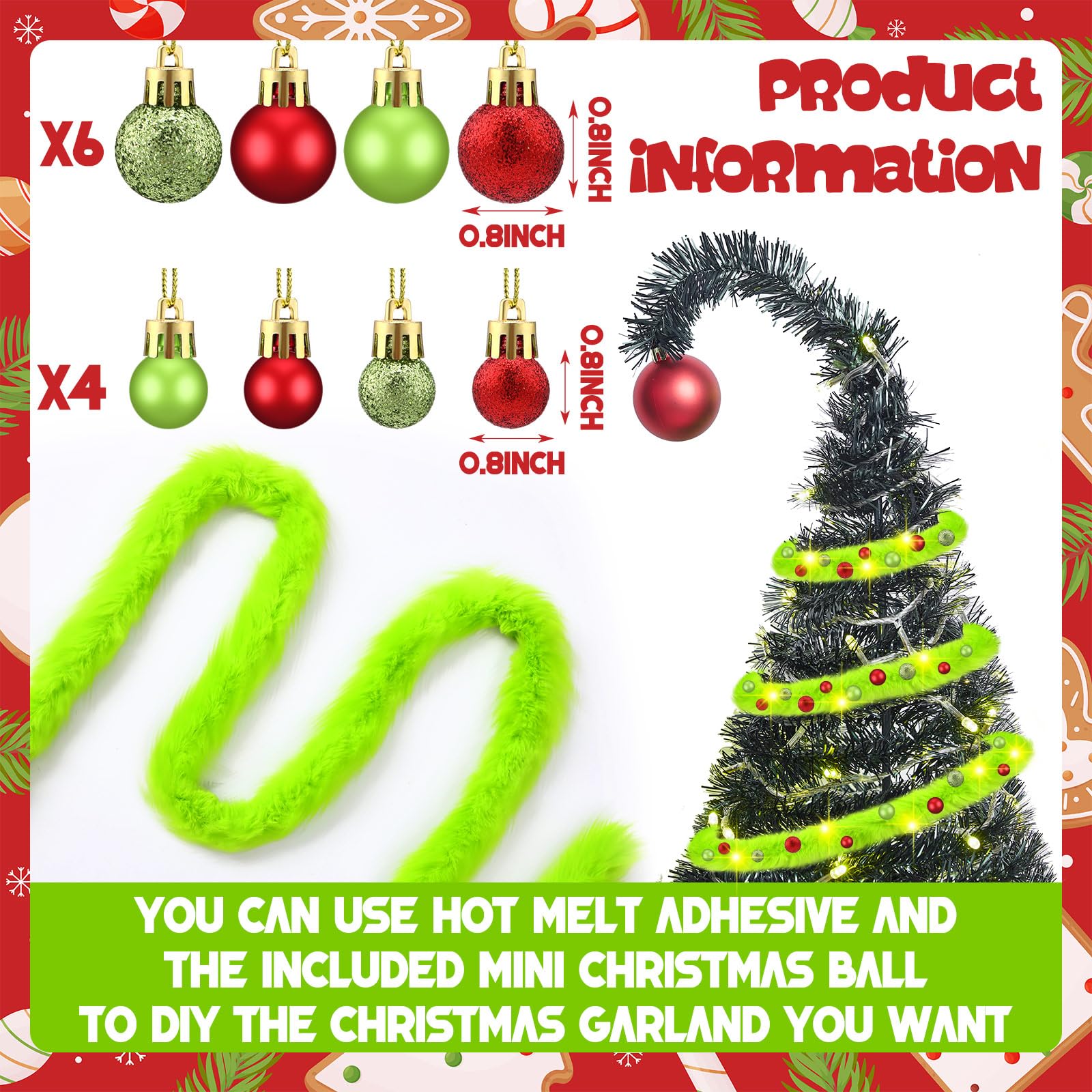 WILLBOND lit LED fairy string embedded in garland delivering warm ambient glow