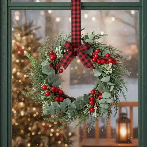 WILLBOND lifestyle kitchen scene with wreaths adding compact holiday warmth