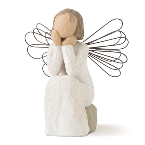 Willow Tree Angel of Caring front view showing peaceful pose and gift appeal
