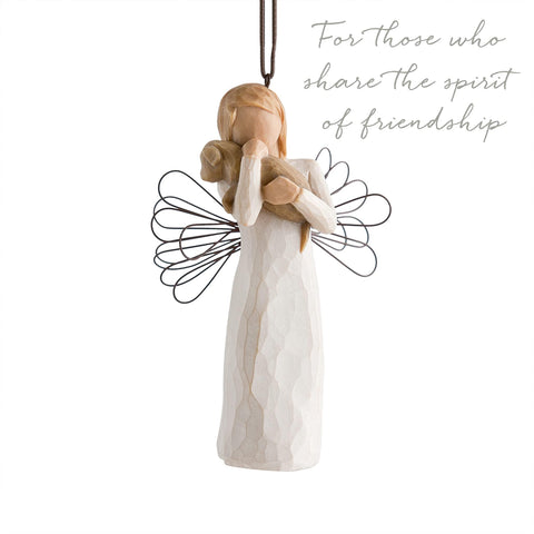 Willow Tree ornament hanging on branch demonstrating easy display and charm
