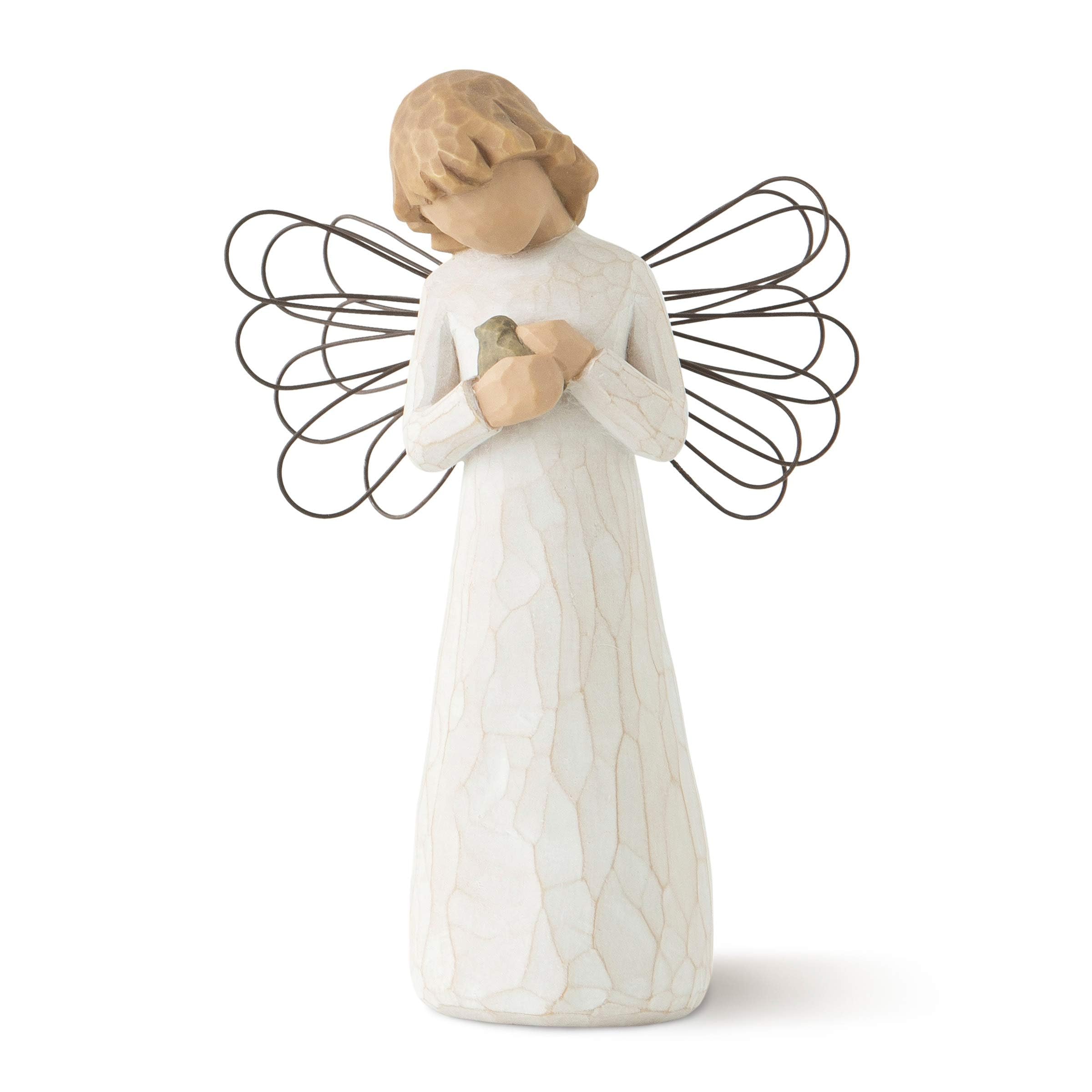 Willow Tree angel of healing front view shows calming presence and gift readiness