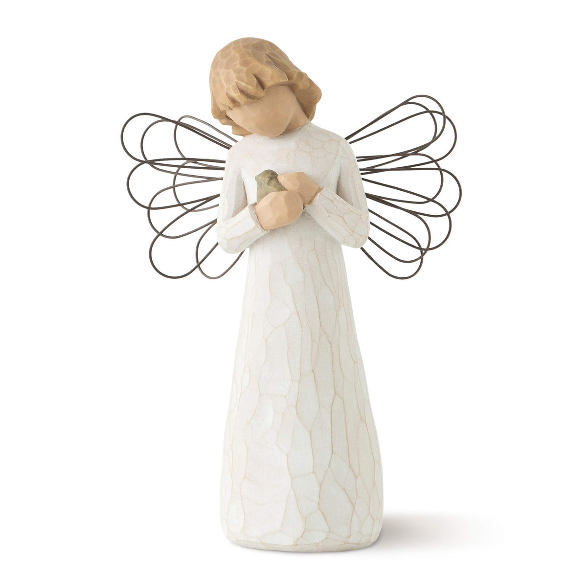 Willow Tree angel of healing front view shows calming presence and gift readiness